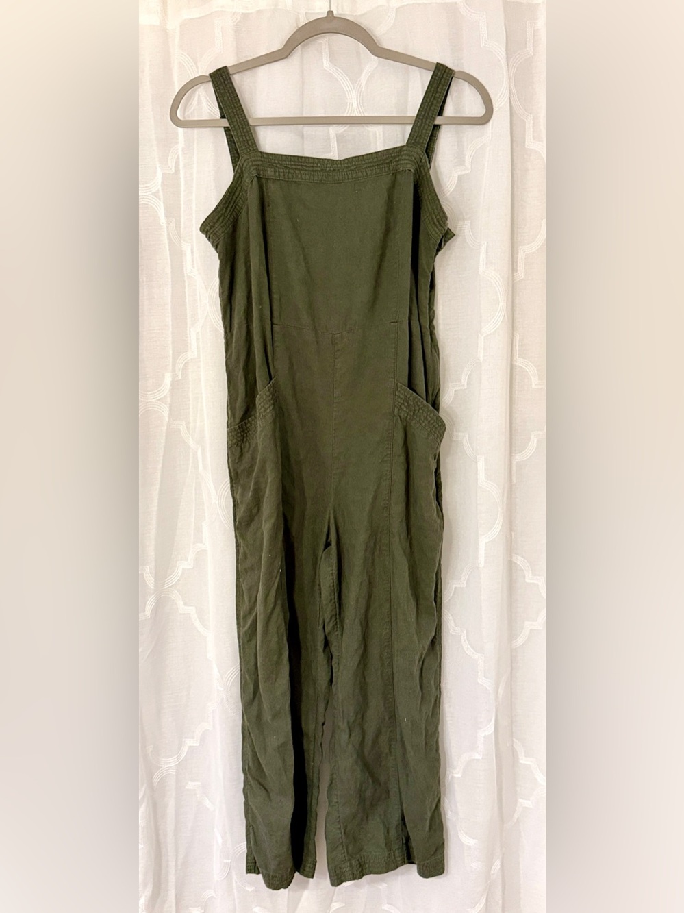 Nicole Miller Size 2 Olive Green Utility Wide Leg Jumpsuit